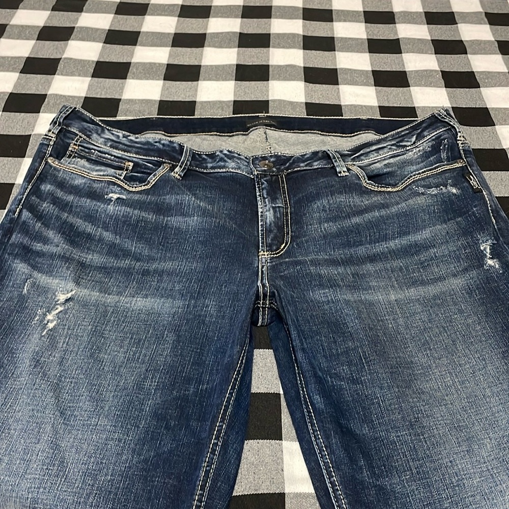Silver Jeans Suki Bootcut Jeans Plus 22 x 33 Long Tall Stretch Faux Flap Flare
